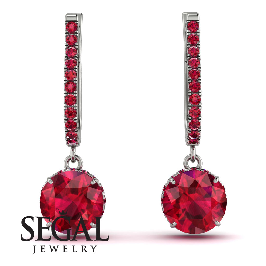 Ruby Dangle Earrings With Hidden Halo - Adaline No. 57