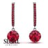 Ruby Dangle Earrings With Hidden Halo - Adaline No. 57