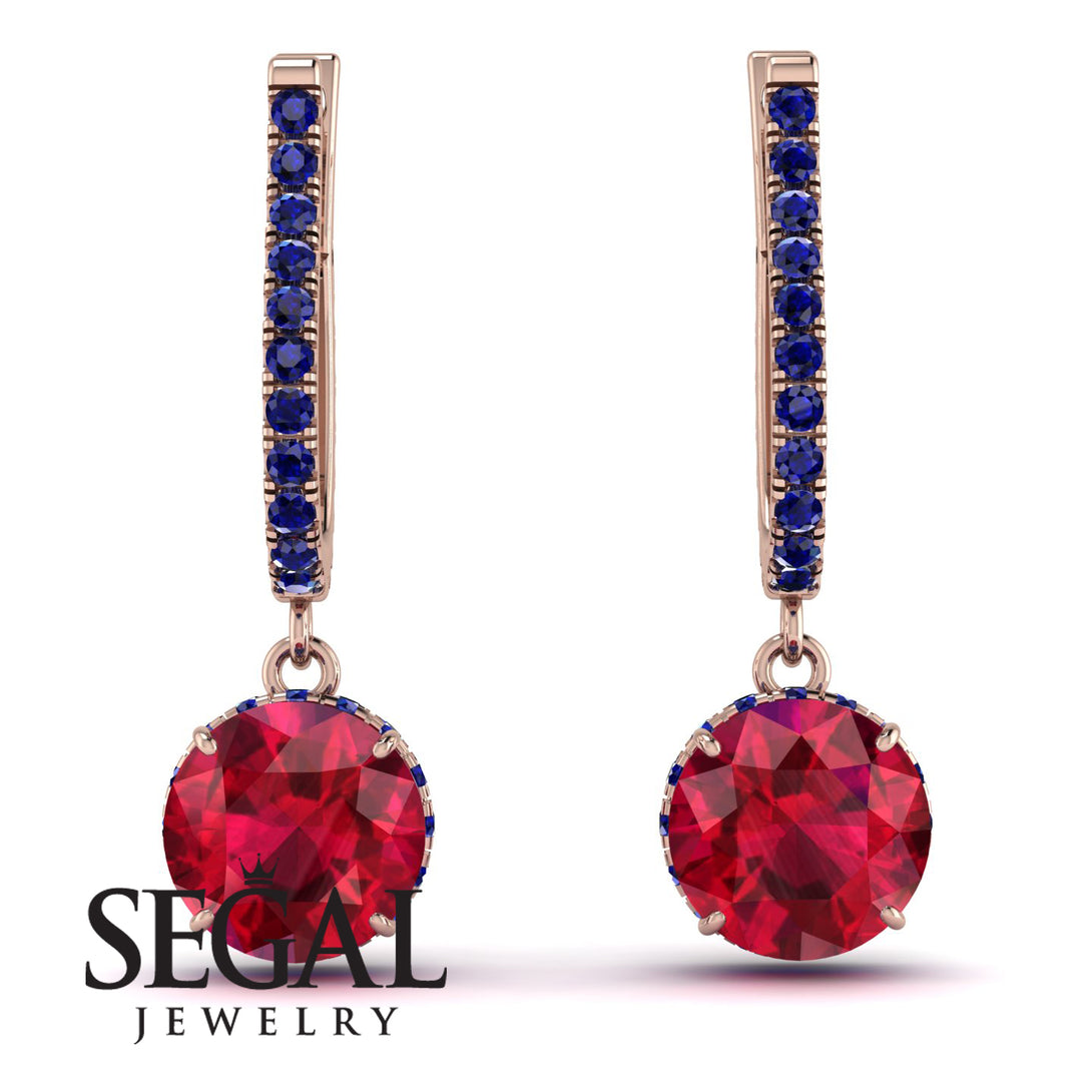 Ruby Dangle Earrings With Hidden Halo - Adaline No. 71