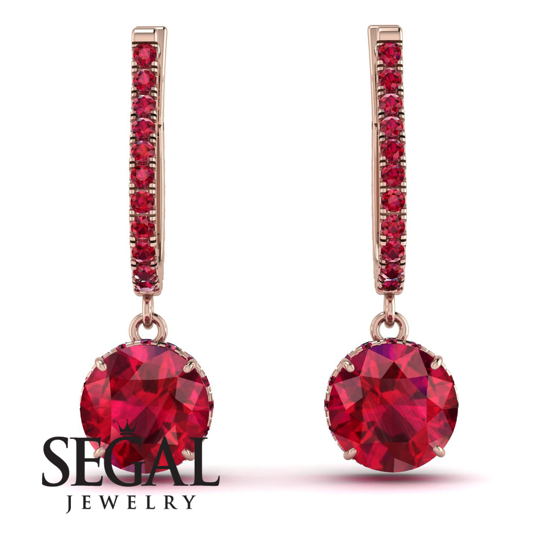 Ruby Dangle Earrings With Hidden Halo - Adaline No. 56