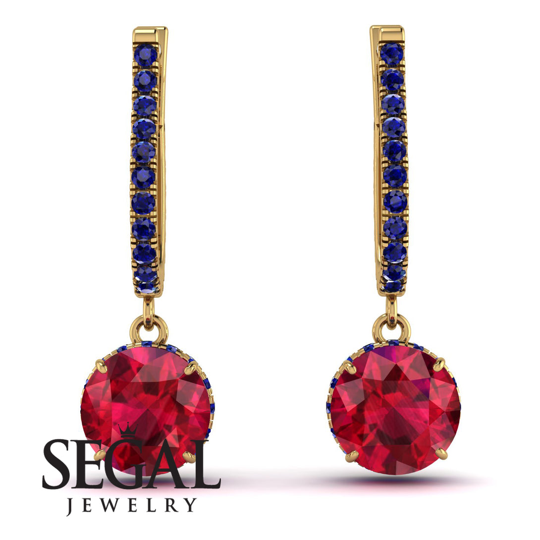 Ruby Dangle Earrings With Hidden Halo - Adaline No. 70