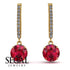 Ruby Dangle Earrings With Hidden Halo - Adaline No. 10