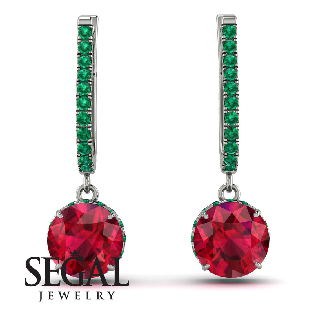 Ruby Dangle Earrings With Hidden Halo - Adaline No. 27