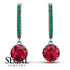 Ruby Dangle Earrings With Hidden Halo - Adaline No. 27