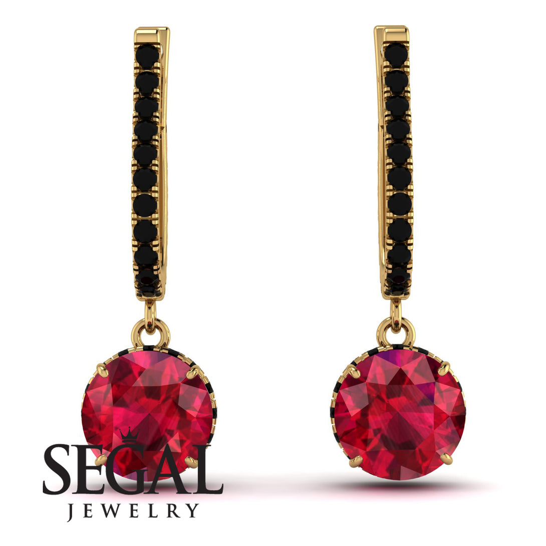 Ruby Dangle Earrings With Hidden Halo - Adaline No. 40