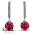 Ruby Dangle Earrings With Hidden Halo - Adaline No. 12