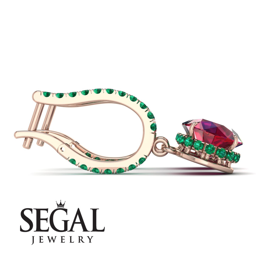 Ruby Dangle Earrings With Hidden Halo - Adaline No. 26