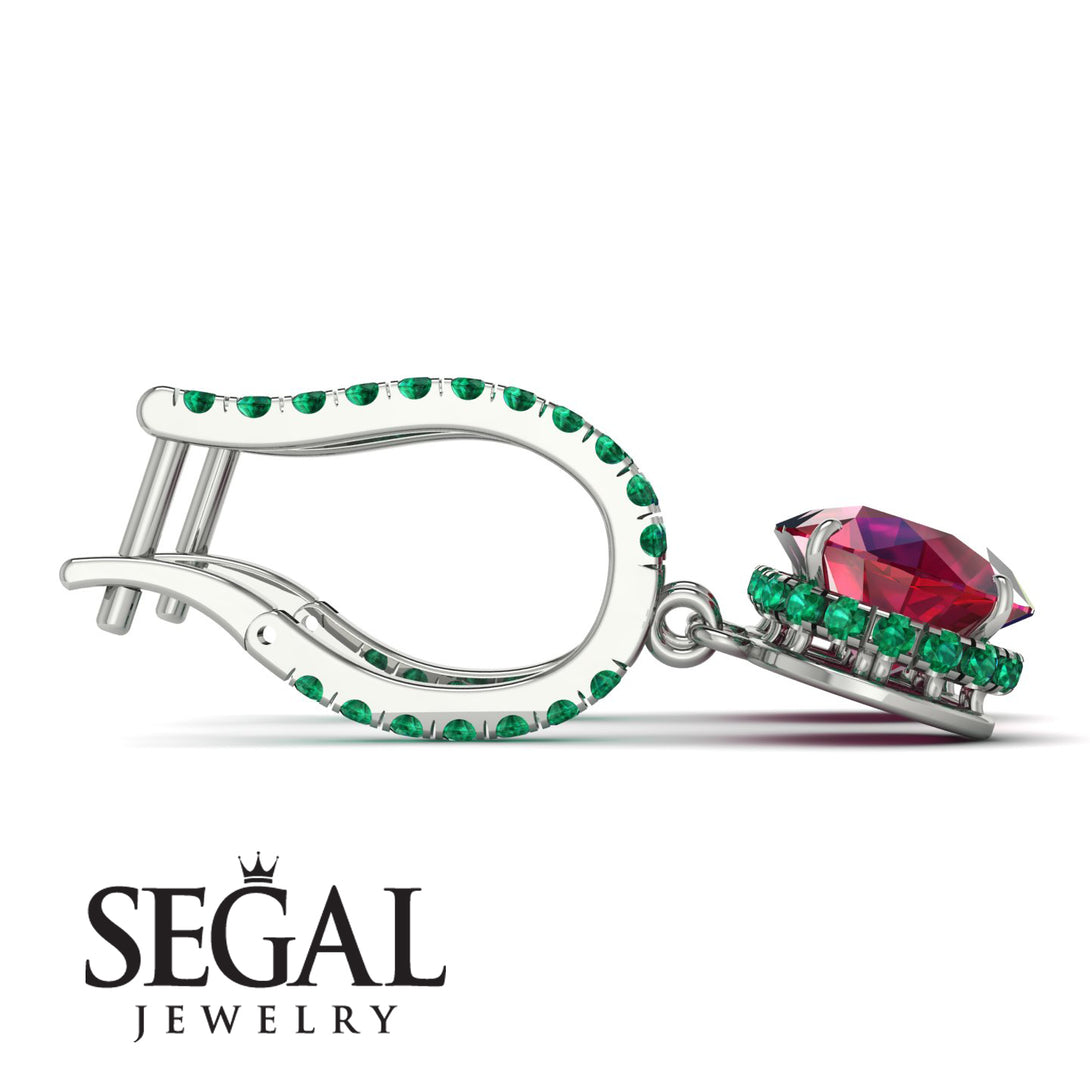 Ruby Dangle Earrings With Hidden Halo - Adaline No. 27