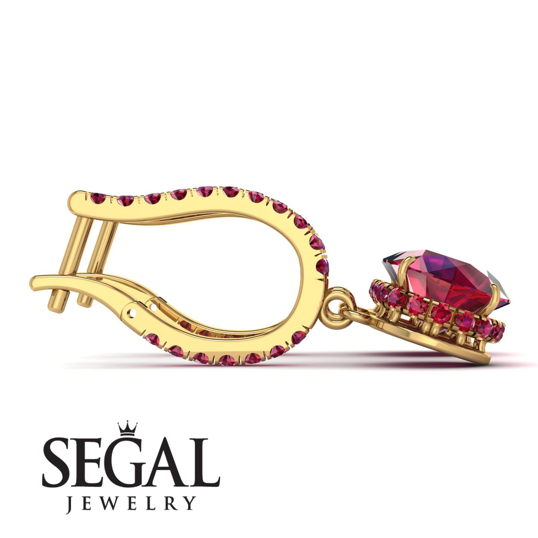 Ruby Dangle Earrings With Hidden Halo - Adaline No. 55