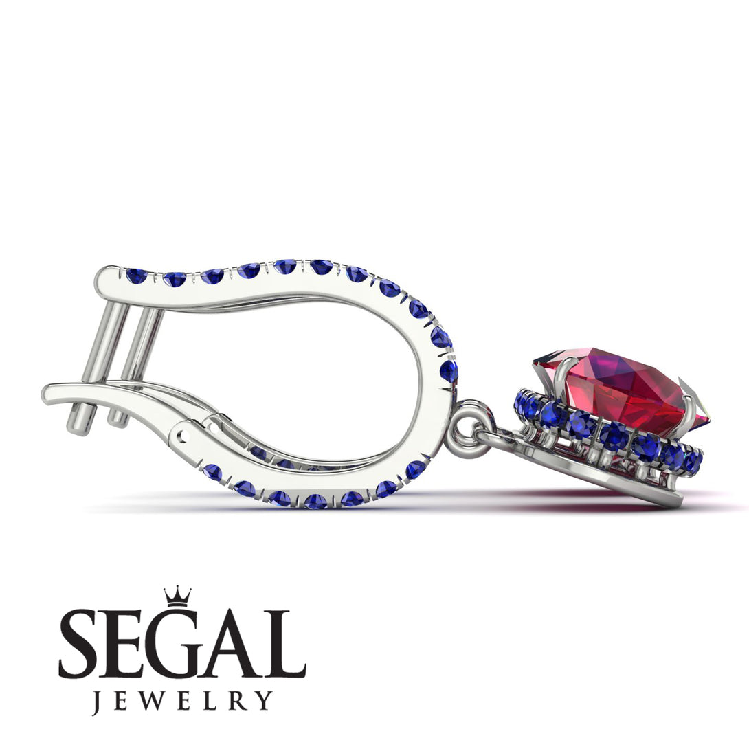 Ruby Dangle Earrings With Hidden Halo - Adaline No. 72