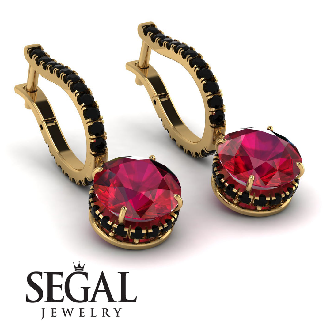 Ruby Dangle Earrings With Hidden Halo - Adaline No. 40
