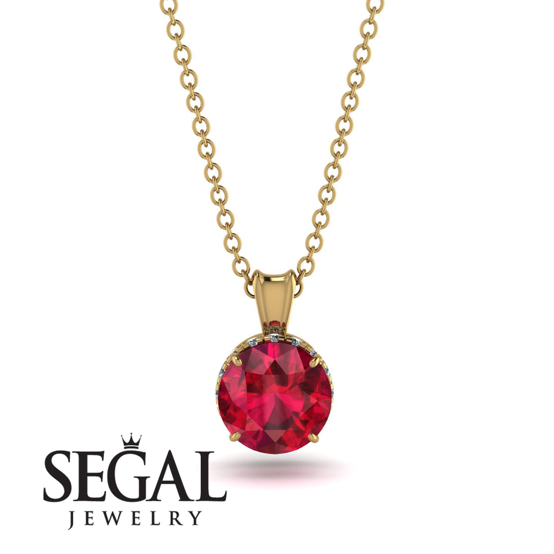 Ruby Necklace With Hidden Halo - Adaline No. 10