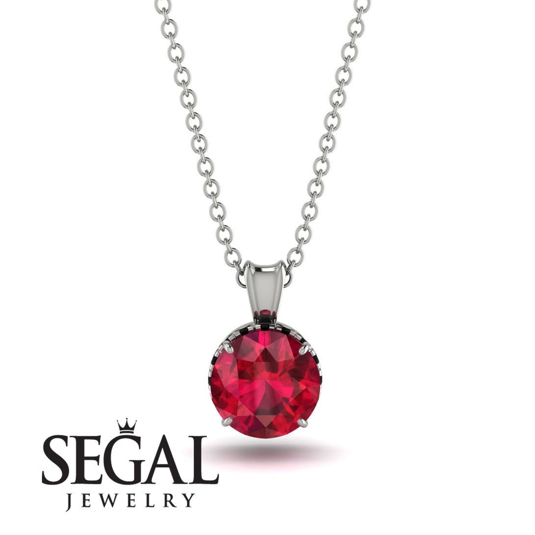 Ruby Necklace With Hidden Halo - Adaline No. 42