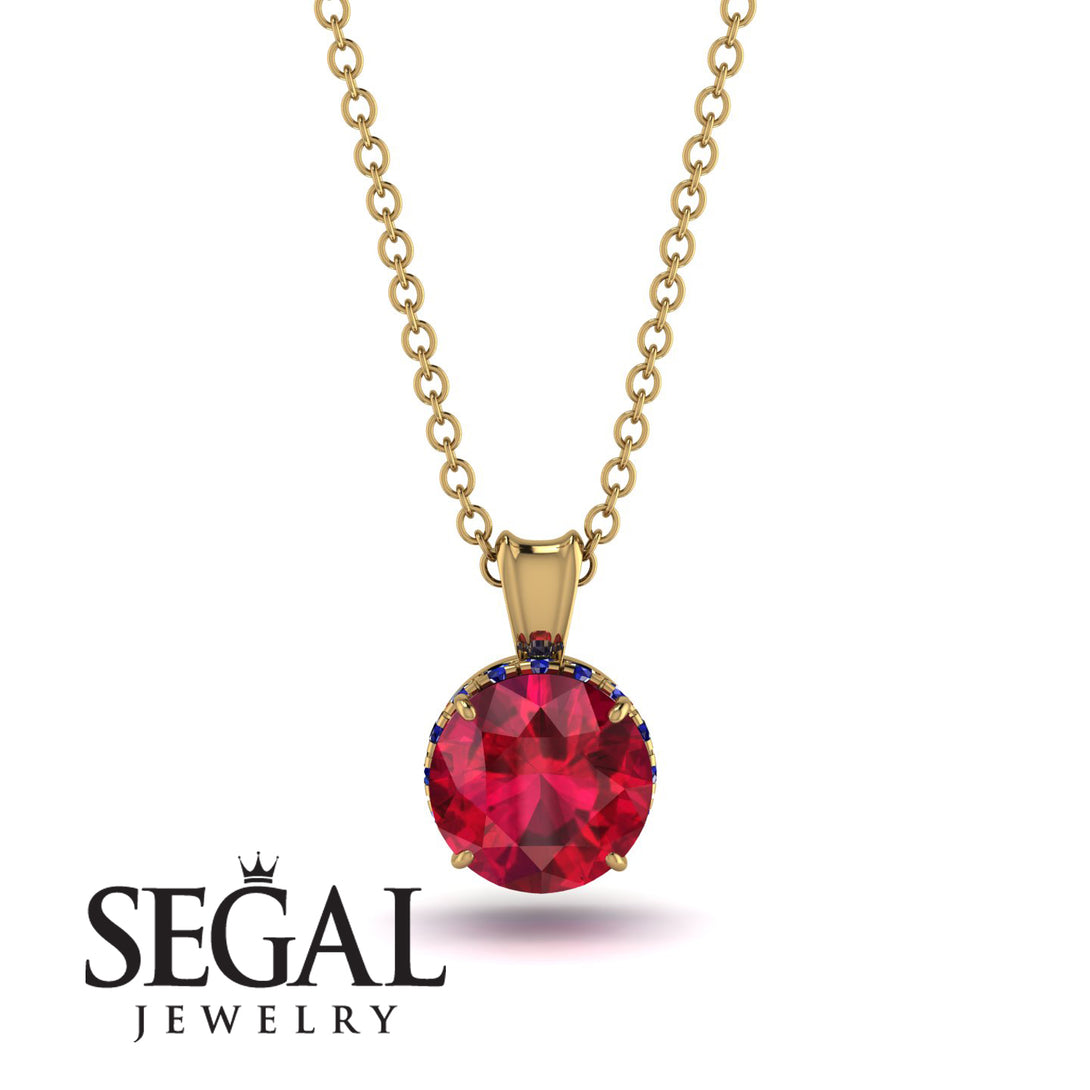 Ruby Necklace With Hidden Halo - Adaline No. 70