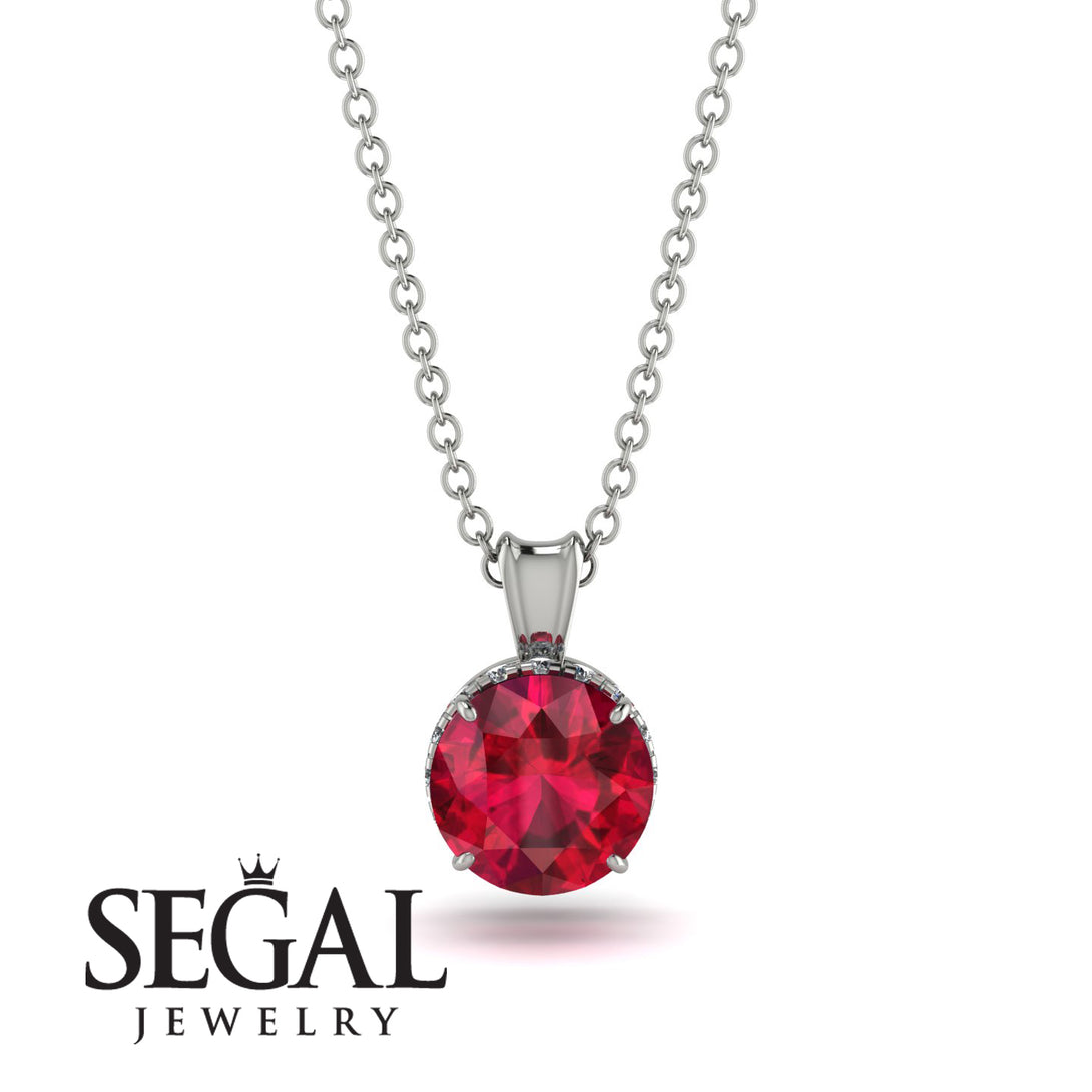 Ruby Necklace With Hidden Halo - Adaline No. 12