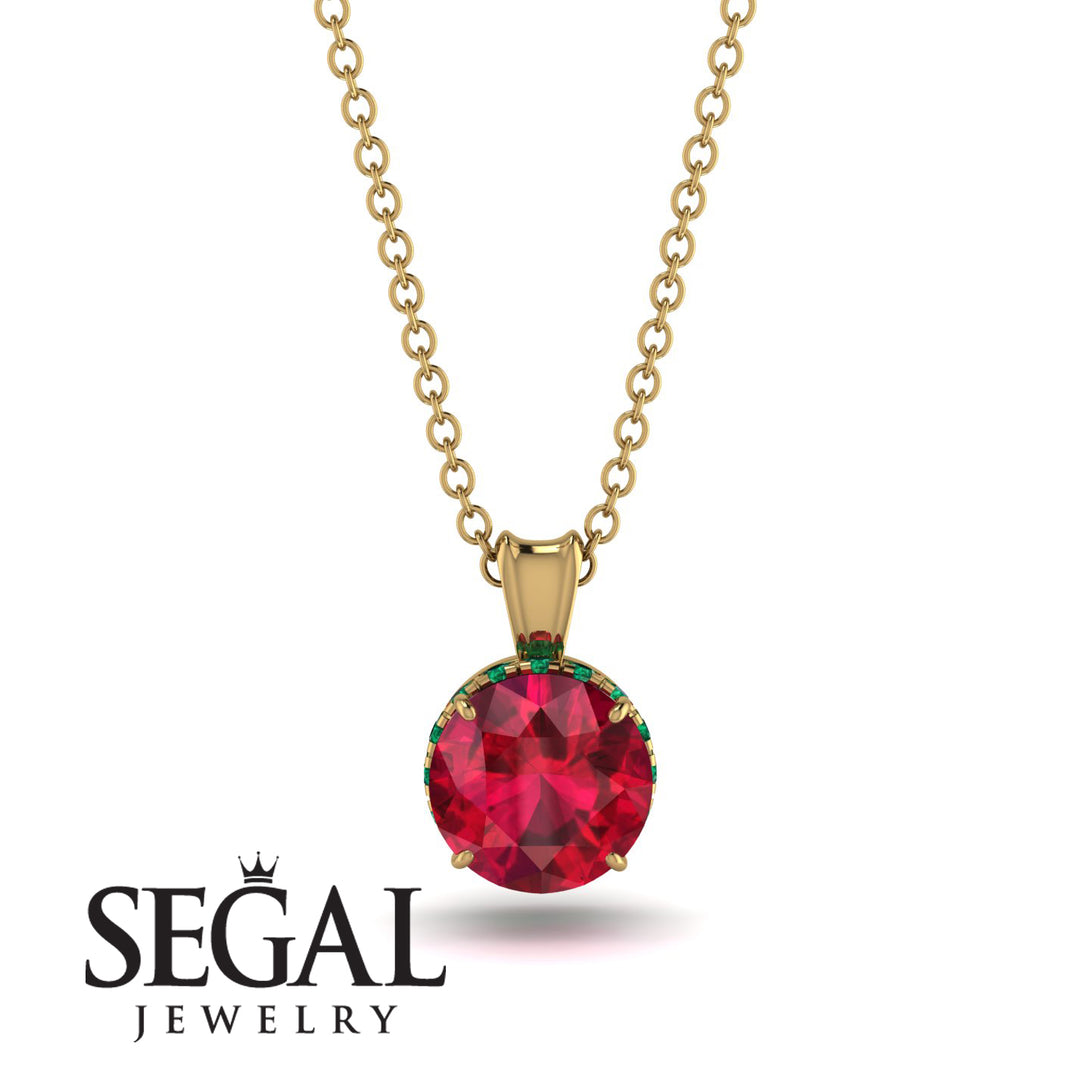 Ruby Necklace With Hidden Halo - Adaline No. 25