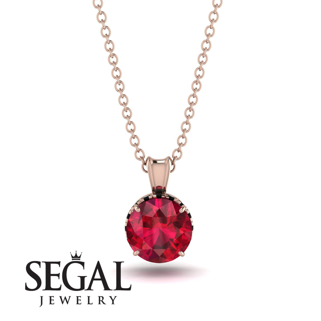 Ruby Necklace With Hidden Halo - Adaline No. 41