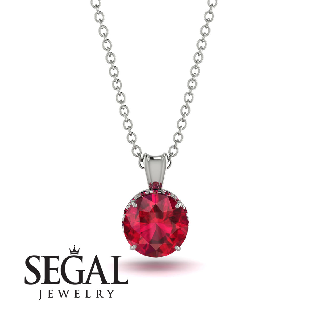 Ruby Necklace With Hidden Halo - Adaline No. 57