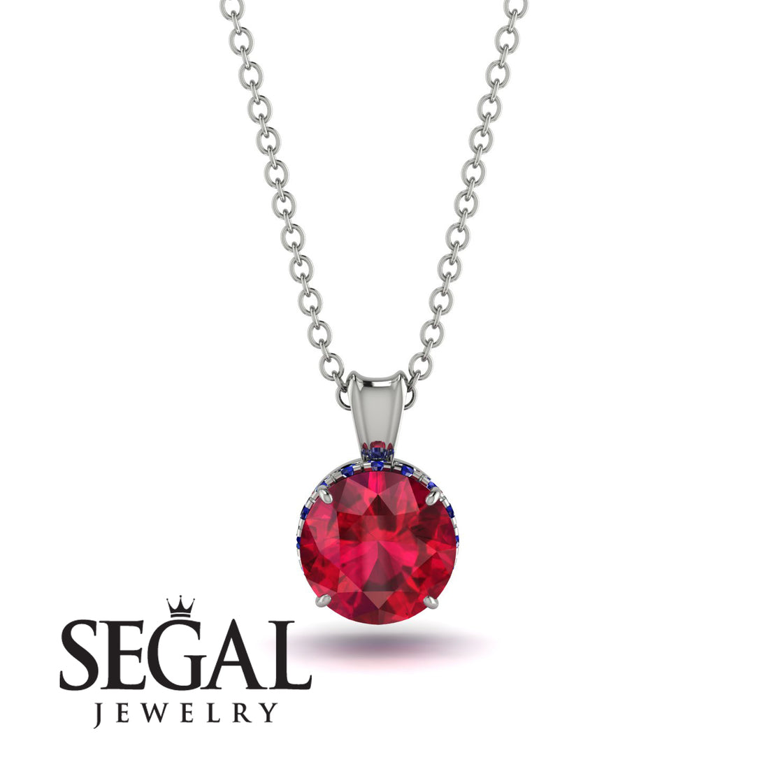 Ruby Necklace With Hidden Halo - Adaline No. 72