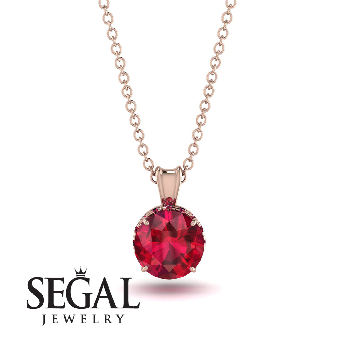 Ruby Necklace With Hidden Halo - Adaline No. 56