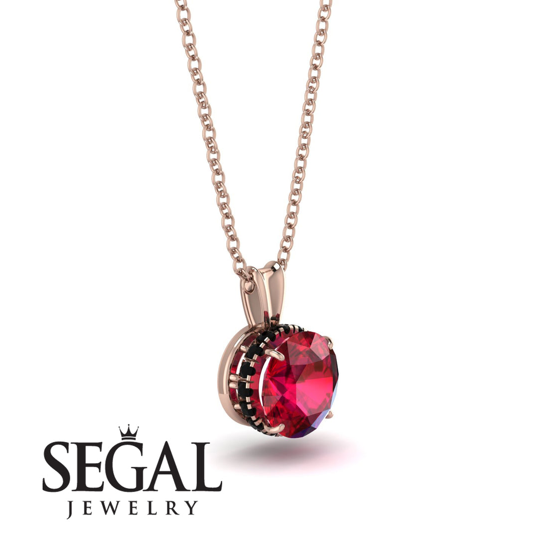 Ruby Necklace With Hidden Halo - Adaline No. 41