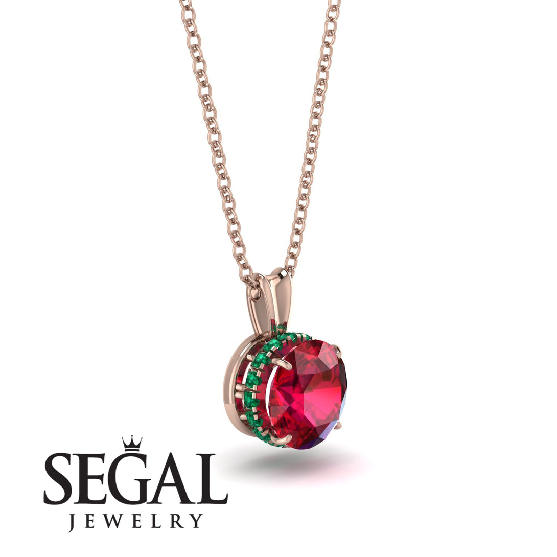 Ruby Necklace With Hidden Halo - Adaline No. 26