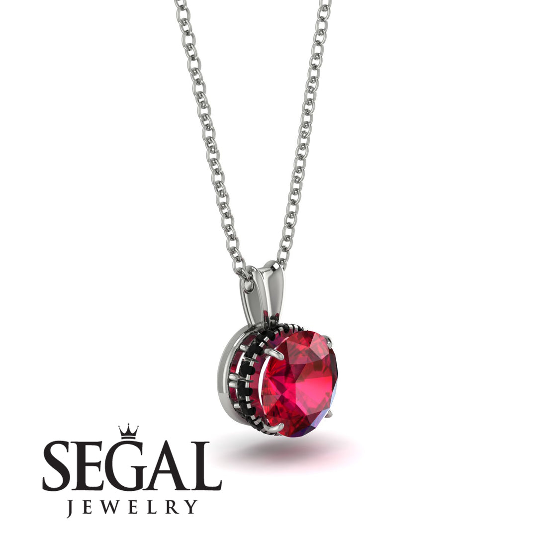 Ruby Necklace With Hidden Halo - Adaline No. 42