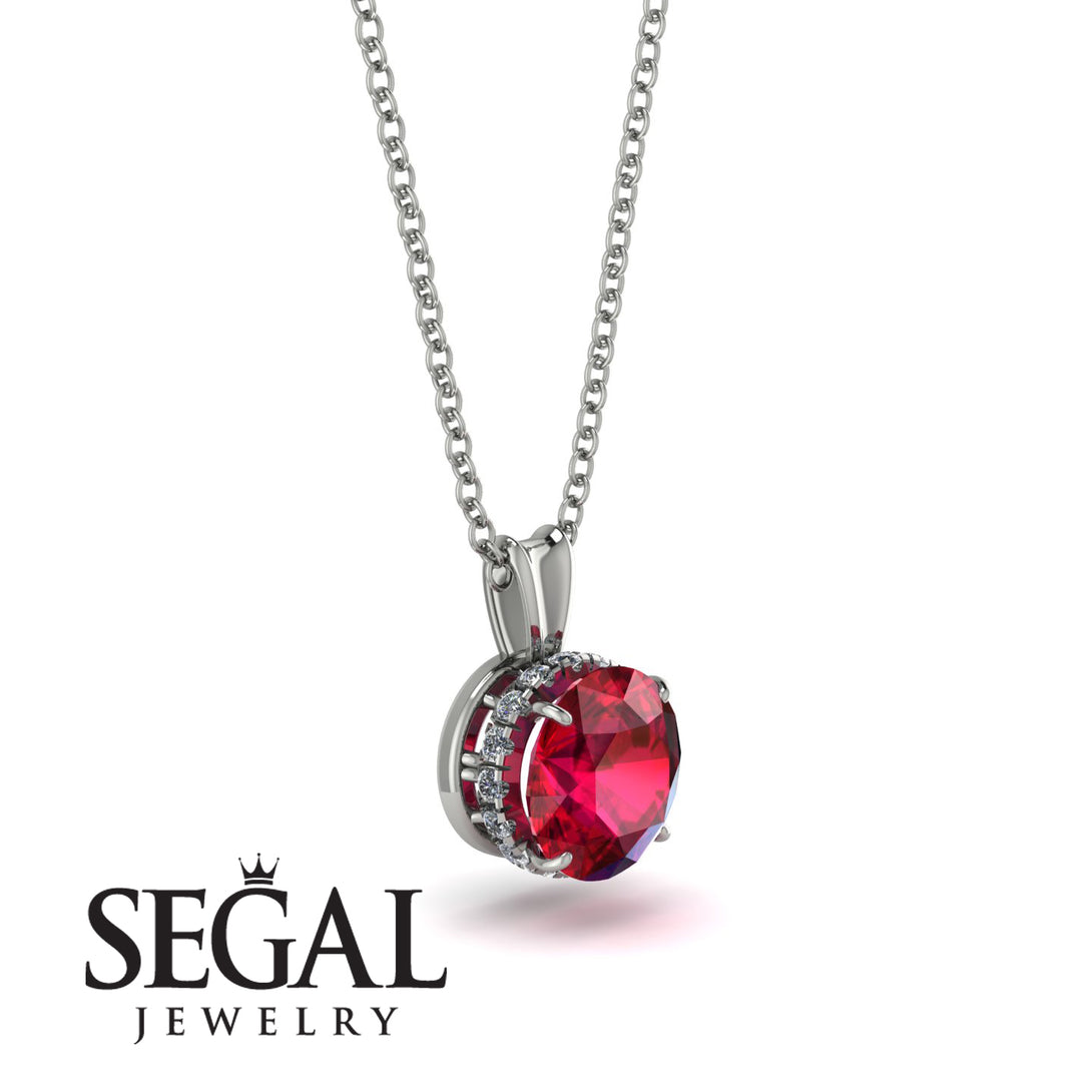 Ruby Necklace With Hidden Halo - Adaline No. 12