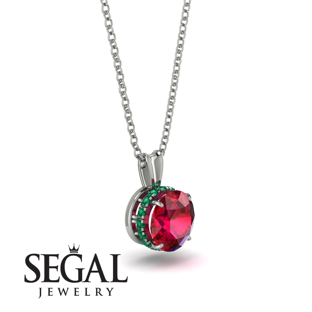 Ruby Necklace With Hidden Halo - Adaline No. 27