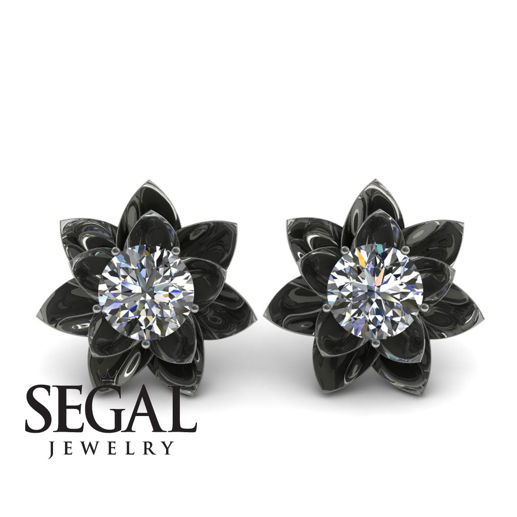 Lotus Flower Diamond Earrings - Lotus no. 3