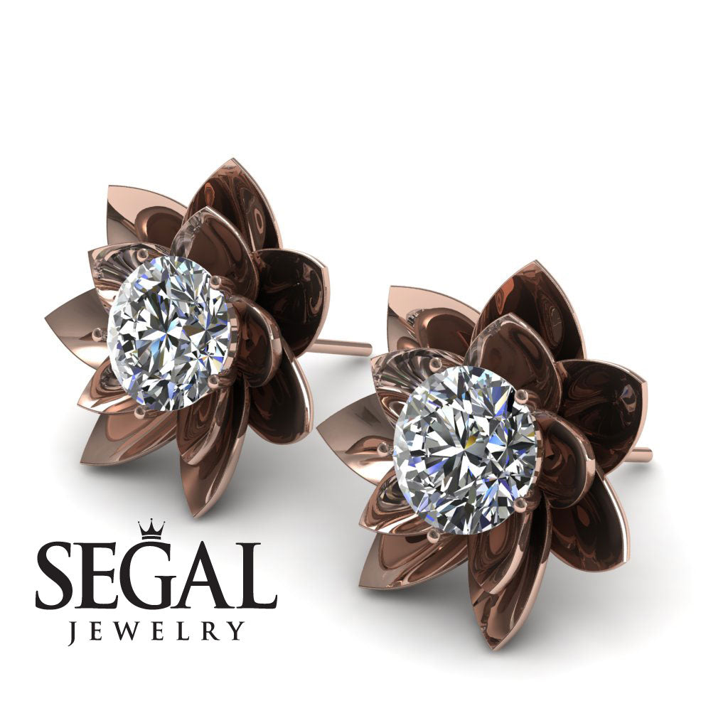 Lotus Flower Diamond Earrings - Lotus no. 2