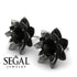 Lotus Flower Black Diamond Earrings - Lotus no. 6