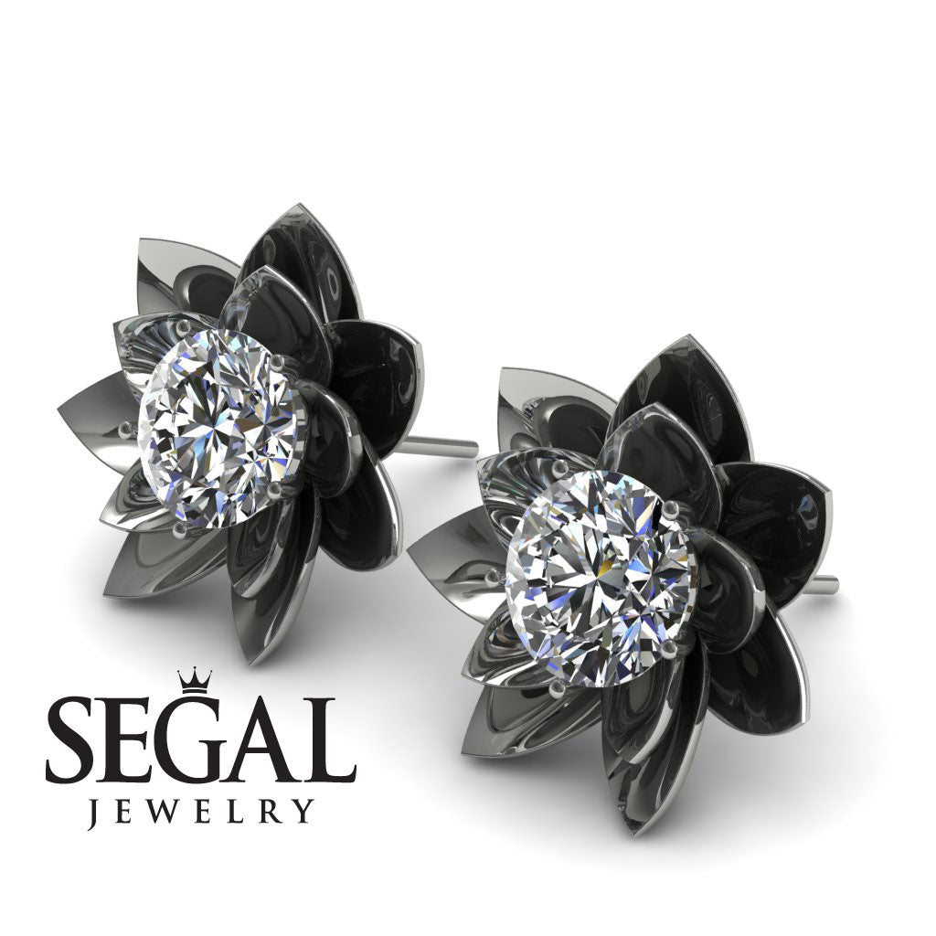 Lotus Flower Diamond Earrings - Lotus no. 3