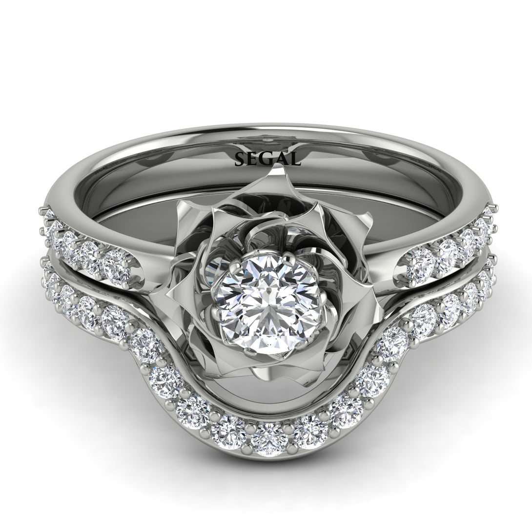 A lady's Rose Bridal Set Diamond Ring - Elena no. 3