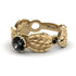 Unique Engagement Ring 14K Yellow Gold Leafs Vintage Black Diamond With White diamond - Scarlett No. 16