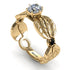 Unique Engagement Ring Diamond ring 14K Yellow Gold Leafs Vintage White diamond - Scarlett No. 10