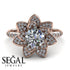 Lotus Solid Rose Gold Diamond Flower Ring - Princess Lotus no. 2