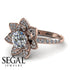 Lotus Solid Rose Gold Diamond Flower Ring - Princess Lotus no. 2