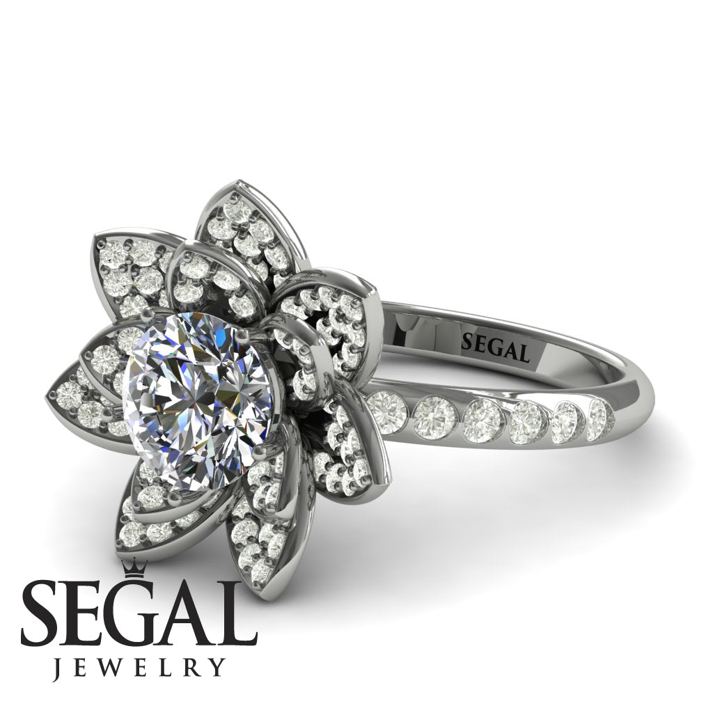 Lotus Diamond Flower Engagement Ring - Princess Lotus no. 3