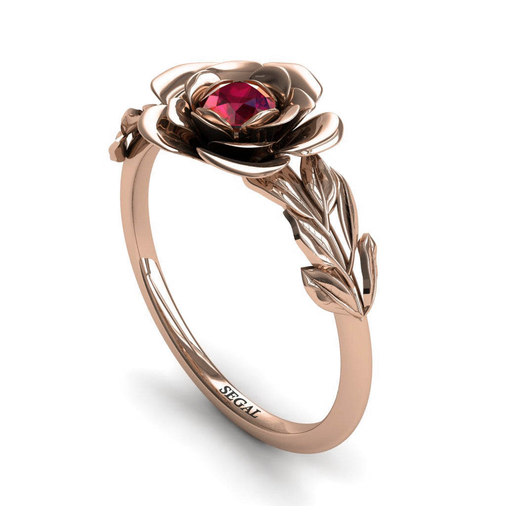 Soft Flower And Leaves Ruby Ring- Adalyn no. 8