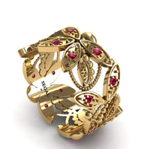 Anniversary ring 14K Yellow Gold Butterfly Vintage Victorian Ring Filigree Ring Ruby - Kaelyn no. 4 image 1
