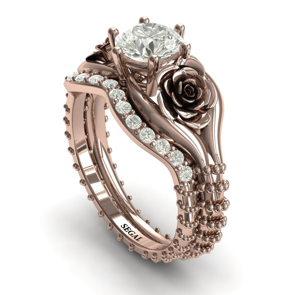 The Rose Spike Wedding Bridal Set His and Hers Diamond Ring- Camilla no. 2