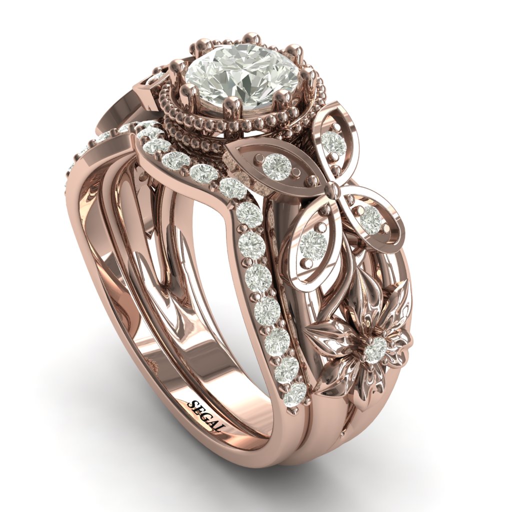 Mounted Circle Rounds Bridal Set Diamond Ring- Vivian no. 2