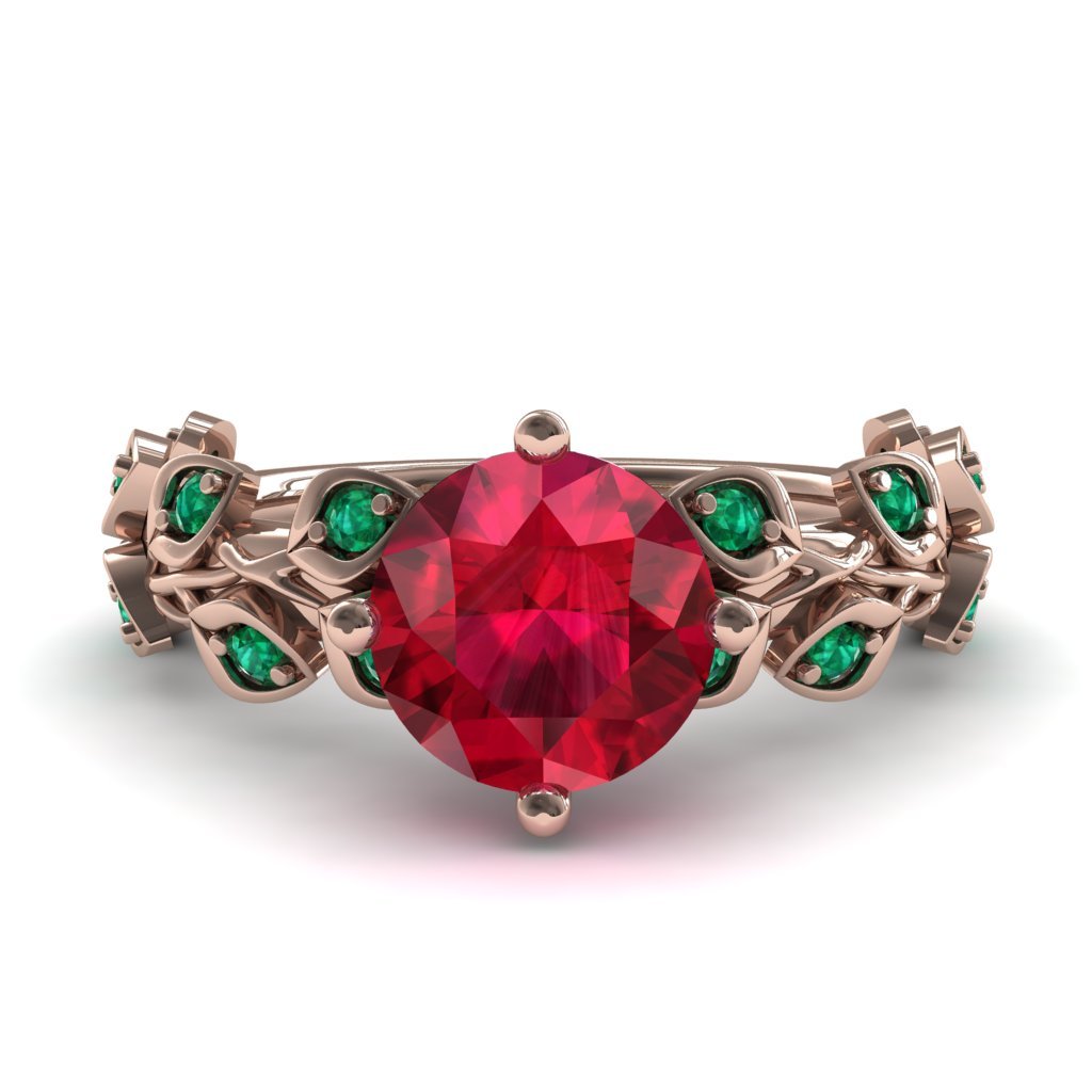 Ready to ship Leaves All Around Ruby Ring - Sydney 2ct