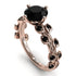 Hers 2 Carat Black Diamond Engagement Ring Leaves All Around - Sydney 2ct No. 38