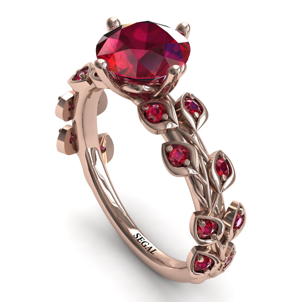 Leaves All Around Rose Gold Ruby Ring - Sydney 2ct No. 56