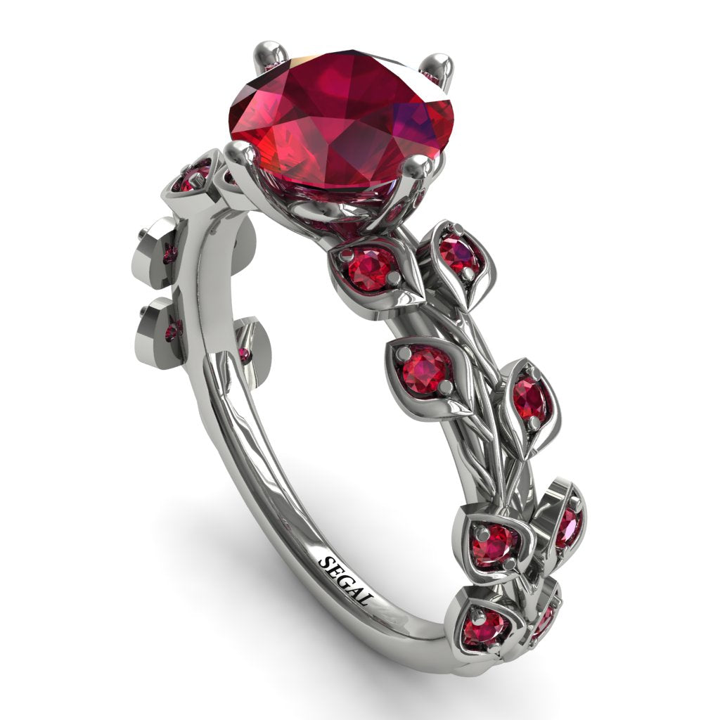 Leaves All Around White Gold Ruby Ring - Sydney 2ct No. 57