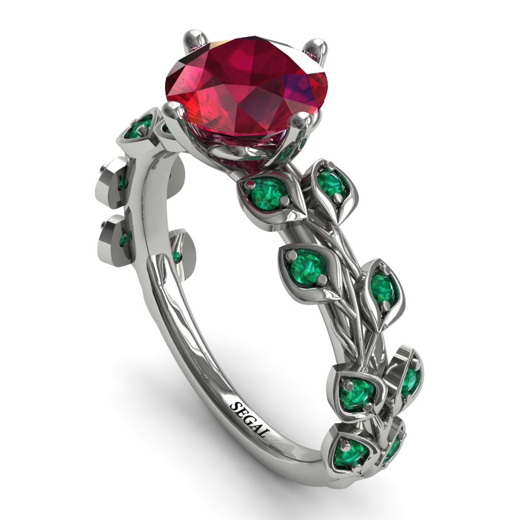 Leaves All Around White Gold Ruby Ring - Sydney 2ct No. 27