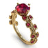 Leaves All Around Yellow Gold Ruby Ring - Sydney 2ct No. 55