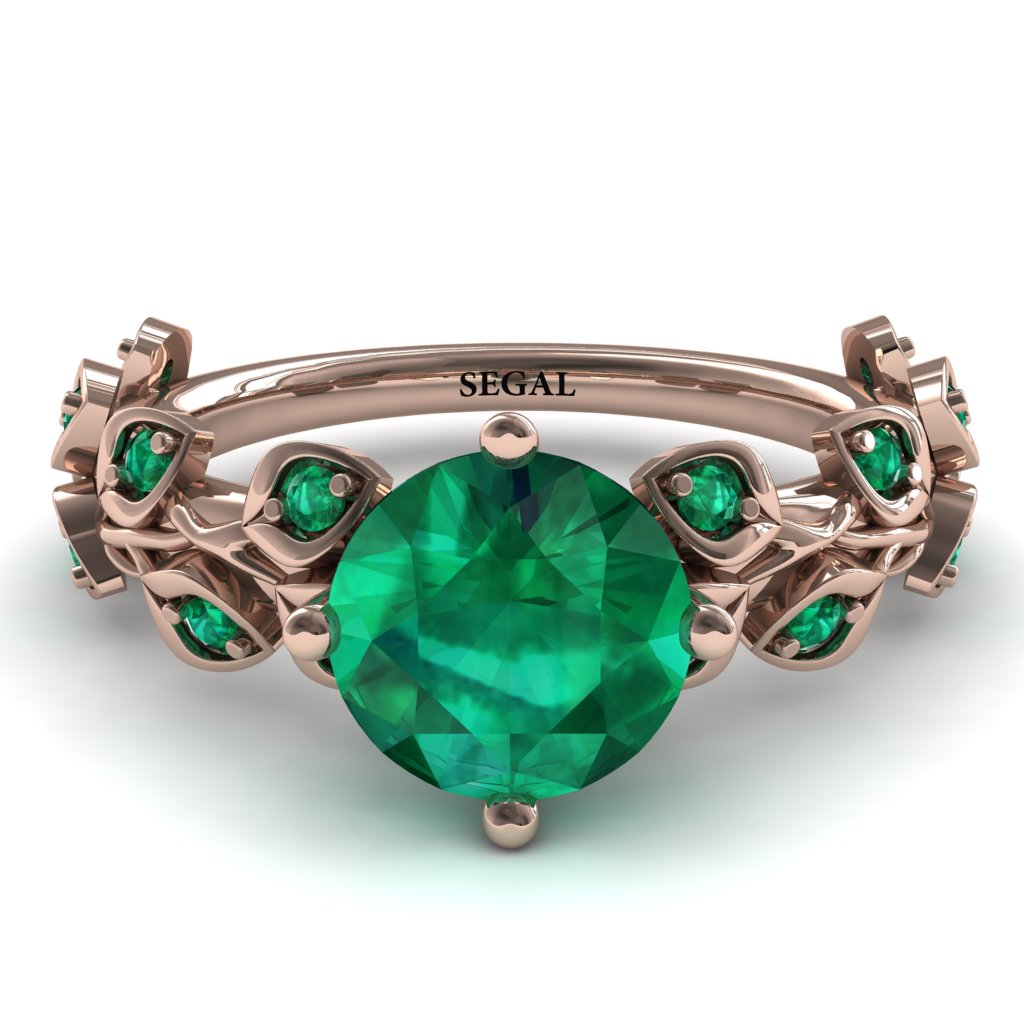 Leaves All Around Rose Gold Emerald Ring - Sydney 2ct No. 20